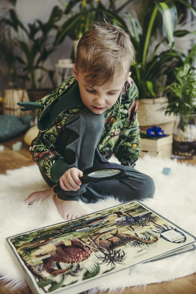 Dziecięca bluza z kapturem dinozaury JURASSIC (zielone kolce) 
