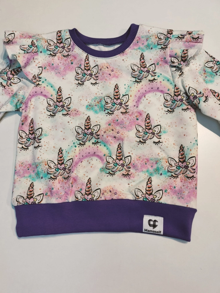 Dziewczęca bluza w jednorożce z falbankami w rękawach