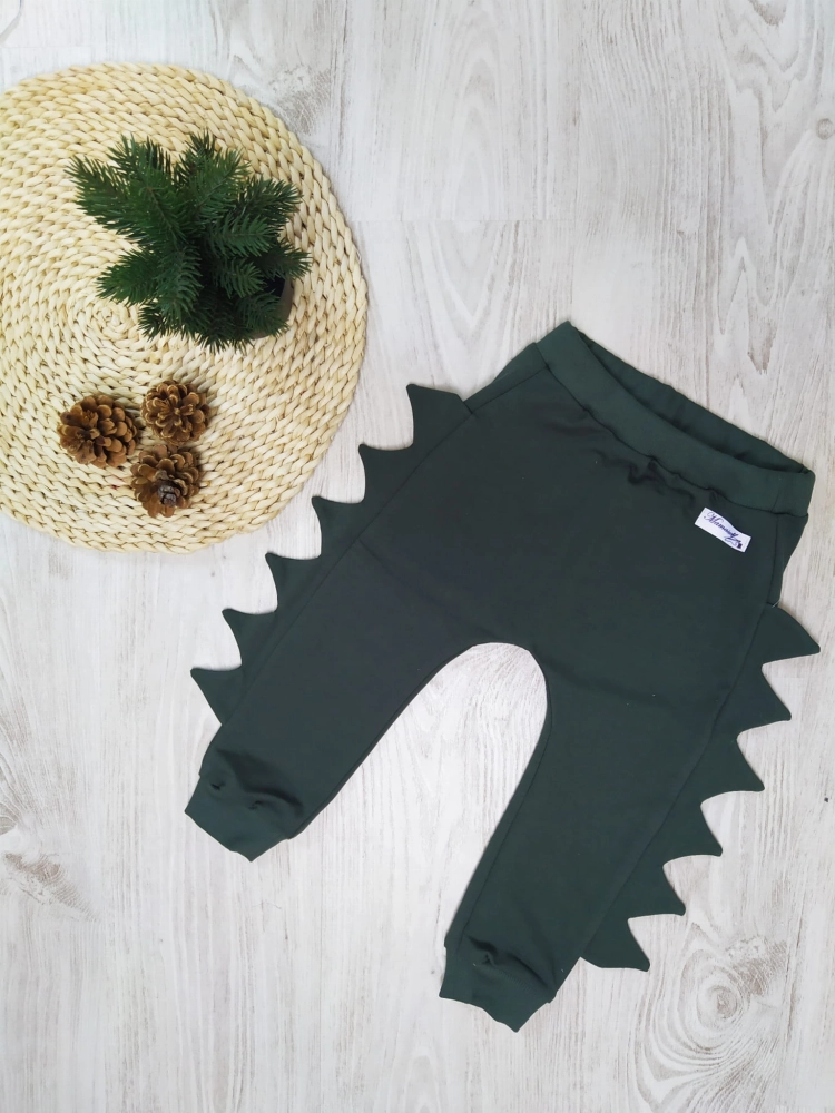 Spodnie smokowe dinozaurowe khaki Mamaself 7
