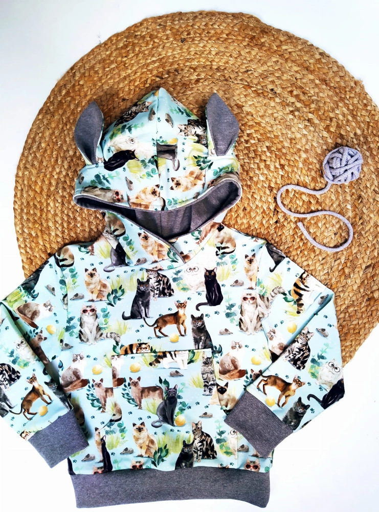 Dziecięca bluza z kapturem i uszami koty KOCIAKI