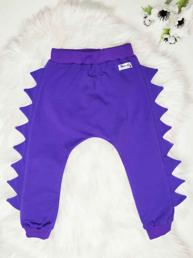 Spodnie smokowe dinozaurowe fioletowe (typu baggy)