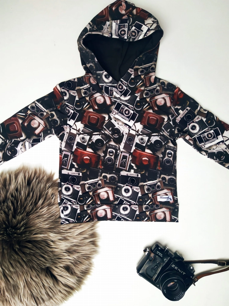 Dziecięca bluza z kapturem aparaty fotograficzne retro
